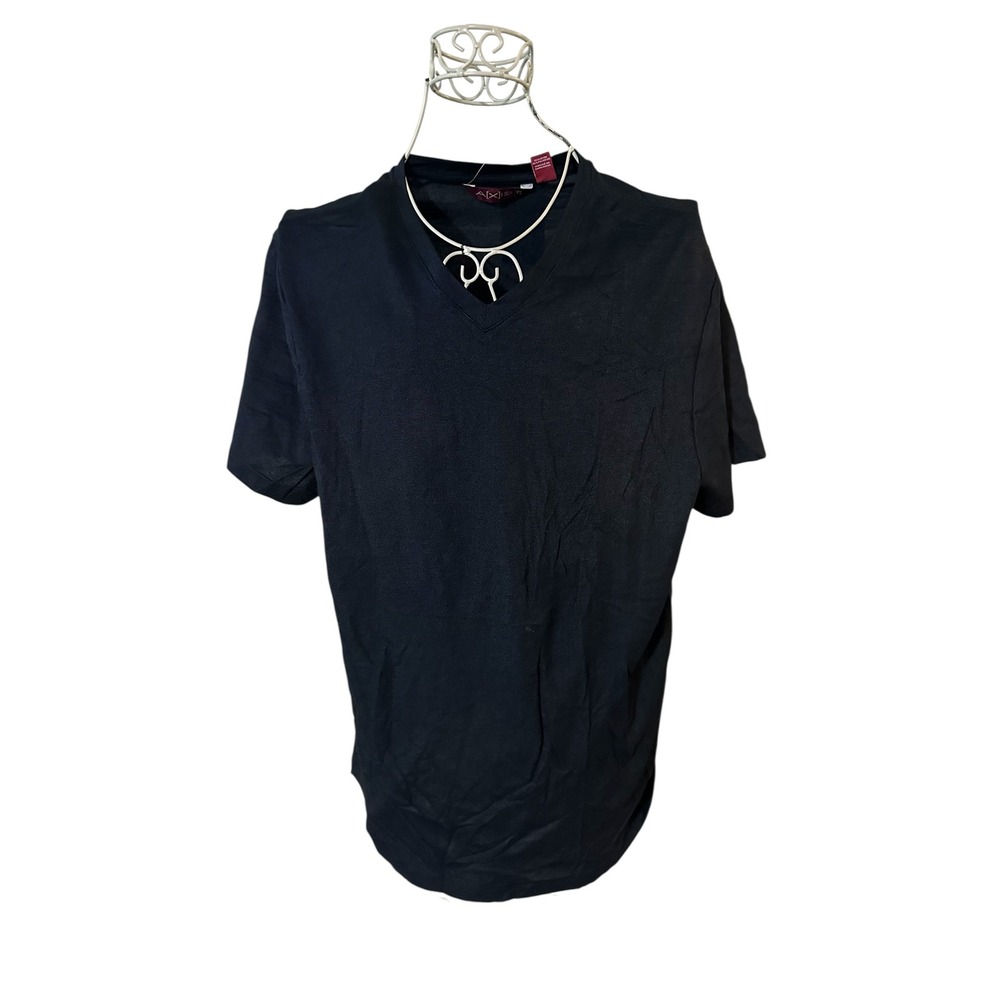 New AXIST Mens V-Neck T-Shirt Black Stretch Short Sleeve Tee  Size Large